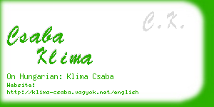 csaba klima business card